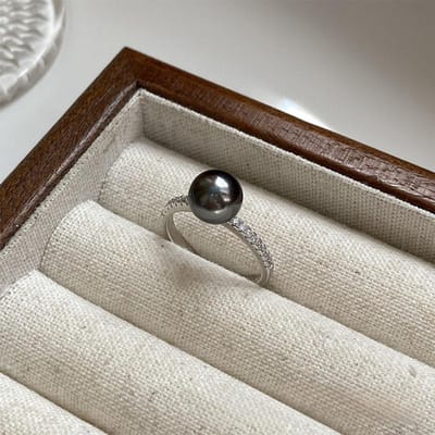Foxanry Sprankelende Zirconia Parel Ringen Voor Vrouwen Meisjes Franse Elegante Minimalistische Trendy Zoete Romantische Bruiloft Bruid Sieraden Cadeaus resizable black