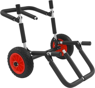 Kajakwagen Aluminium - Kano transportkar - Watersport Equipment Vervoeren - Opvouwbaar Compact Ontwerp - 10 inch Wielen - Zwart Rood