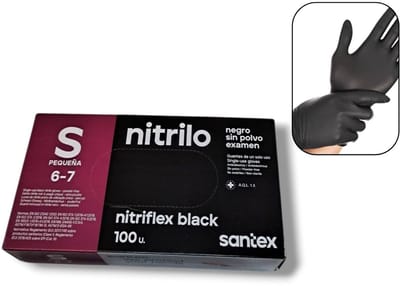 Santex - 100x Wegwerp Handschoenen - Nitrile - Zwart - Powder Free - Latex free - Maat S