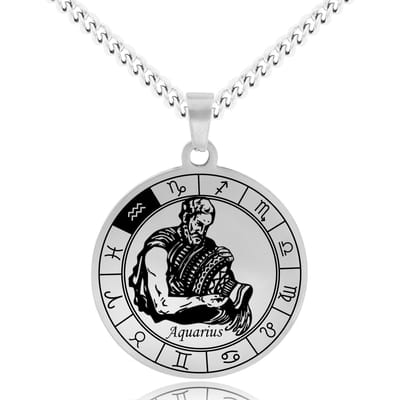 Sterrenbeeld Waterman (Aquarius) Ketting Zilverkleurig - Roestvrij Staal Zodiac Talisman - Stainless Steel - 60cm - Pax Amare