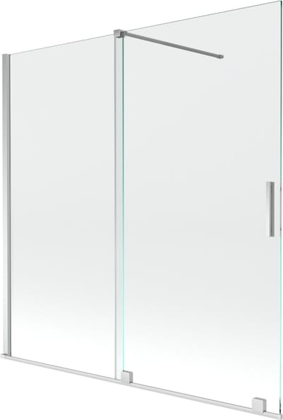 Mexen Velar badwand vouwdeur 2-panelen schuifbaar 160 x 150 , transparant, chroom - 896-160-000-01-01