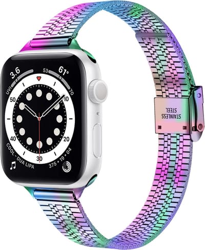 By Qubix - Geschikt voor Apple Watch bandje - Stainless steel slim fit bandje - Multicolor - Geschikt voor Apple Watch 44mm / 45mm / 46mm / 49mm (Ultra 1,2 en 3) - Smartwatch bandje