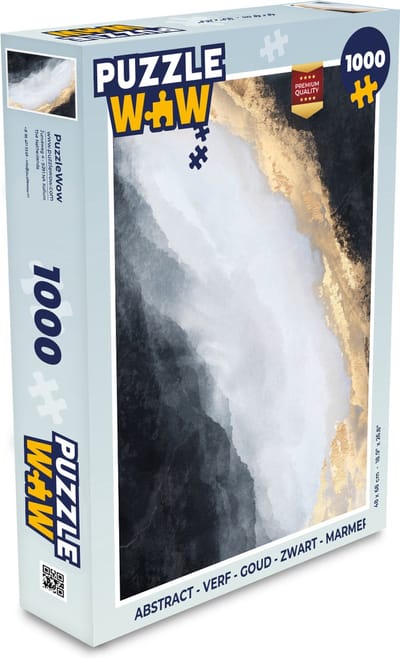 Puzzel Abstract - Verf - Goud - Zwart - Marmer print - Legpuzzel - Puzzel 1000 stukjes volwassenen