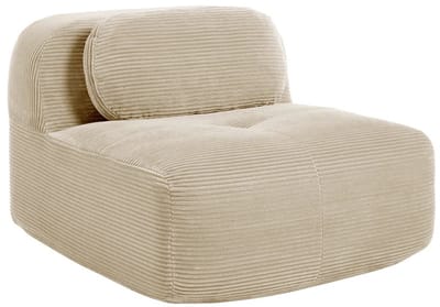 Jurrys Poef Ribstof Beige – Grote Zitpoef / Voetenbank – 103x90x70 cm – Comfortabele Lounge Poef - modern design - Extra zit