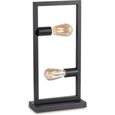 Home Sweet Home - Moderne tafellamp Preto - Zwart - 20/10/45cm - 2 lichts bedlampje - geschikt voor E27 LED lichtbron - gemaakt van Metaal