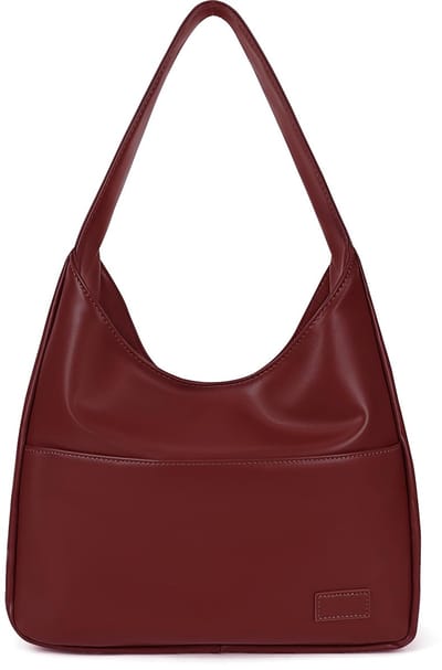 Vintage leren tas, retro schoudertas, onderarmtas, draagtas, grote capaciteit met magnetische gesp, hobo-tas, boodschappentas, bruin