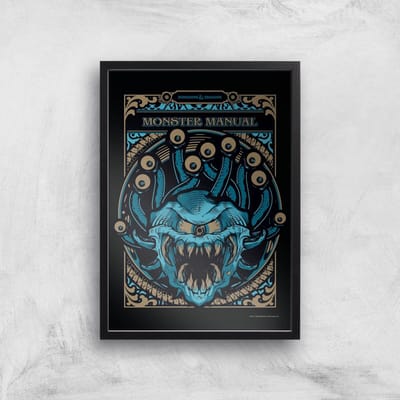 Dungeons & Dragons Monster Manual Giclee Art Print - A4 - Black Frame