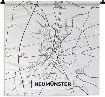 Wandkleed - Wanddoek - Plattegrond - Neumünster - Kaart - Stadskaart - 180x180 cm - Wandtapijt