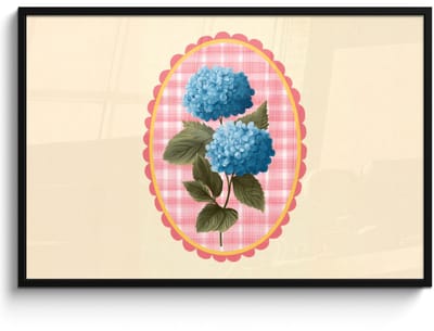 Poster in lijst - Fotolijst 120x80 cm - Posters - Bloemen - Blauw - Lijst - Bladeren - Posterlijst zwart - Decoratie - Wanddecoratie woonkamer - Muurdecoratie slaapkamer