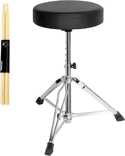 Core® Drumkruk - Kruk - Drumkruk Verstelbaar - in hoogte verstelbaar - met drumstokken - Zwart - 47cm x 47cm x 58cm
