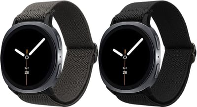 kwmobile Horlogebandjes geschikt voor Samsung Galaxy Watch 8 Galaxy / Galaxy Watch 8 Classic 46mm - 2 x Nylon Smartwatch bandje in zwart / donkergrijs.