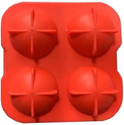 Igoods Siliconen IJsballenvorm - 4 ijsballen Ø 4,5cm - Whiskey ijsballen - Rood