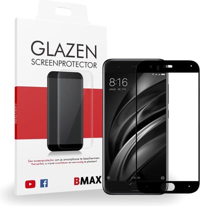 BMAX Full Cover geschikt voor Xiaomi Mi 6 Screenprotector (Zwart) - Dekt het volledige scherm