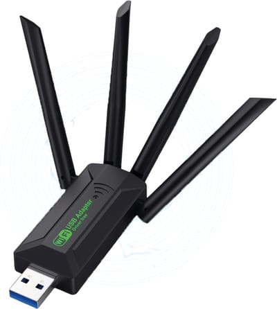 Pro Wifi USB Adapter - Wifi Ontvanger - 1200MBps - Geschikt voor 2.4 Ghz en 5 Ghz - USB 3.0 - 4 Antennes - Draadloze Internet Dongle - Plug en Play - Geschikt voor Windows, MacOS, Linux en Android - Draadloos