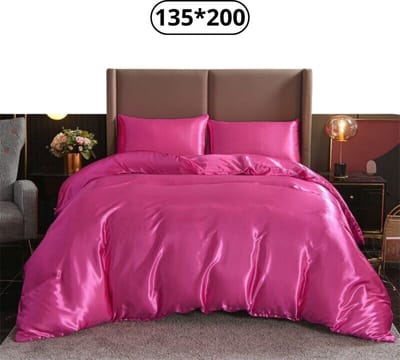 Livano Satijnen Dekbedovertrek - Fleece Dekbedovertrek - Pluche - Dekbed - Deken - Inclusief Kussens - Donker Roze 135x200cm
