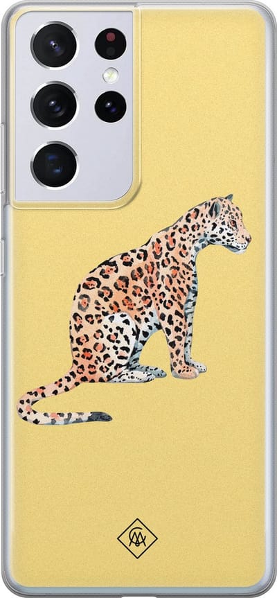 Casimoda® hoesje - Geschikt voor Samsung S21 Ultra - Leo Wild - Backcover - Siliconen/TPU - Geel