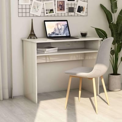 Bureau - Werkplek Tafel - Thuiswerken - Met Opbergplank - 90 x 50 cm - Wit