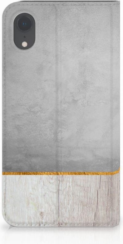 Apple iPhone Xr Book Wallet Case Wood Concrete