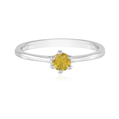 Cavill - Elegante Damesring - 925 Sterling Zilver met Platina Coating - Braziliaanse Scapoliet Edelsteen 0,23 ct Rond Geslepen - Tijdloos Design