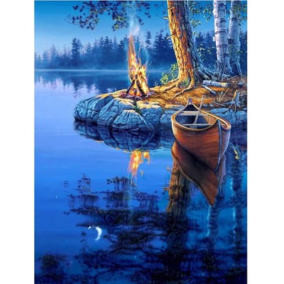 Diamond Painting Scenic Lake boothuis Cross Stitch Kit Vol Strass Lint Borduren Landschap 20X30CM blue