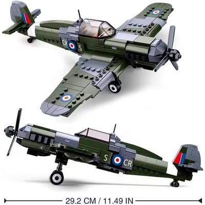 290 pièces 0712 Seconde Guerre Mondiale Militaire Chasseur Spitfire Blocs Jouet Briques À FAIRE SOI-MÊME Jouet axé sur l'apprentissage Cadeau Garçon gray