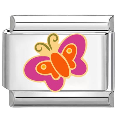 Quiges - Schakel - Bedel - 9mm - charms - vlinder - Geschikt voor - armband - Schakelarmband - italy bedels armband