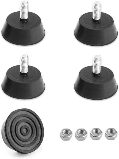 SnelShoppen - Set van 4 Verstelbare Rubber Voetjes M6 x 16 mm, Hoogte Instelbare Meubelvoeten voor Meubels, Gereedschap en Huishoudelijke Apparaten