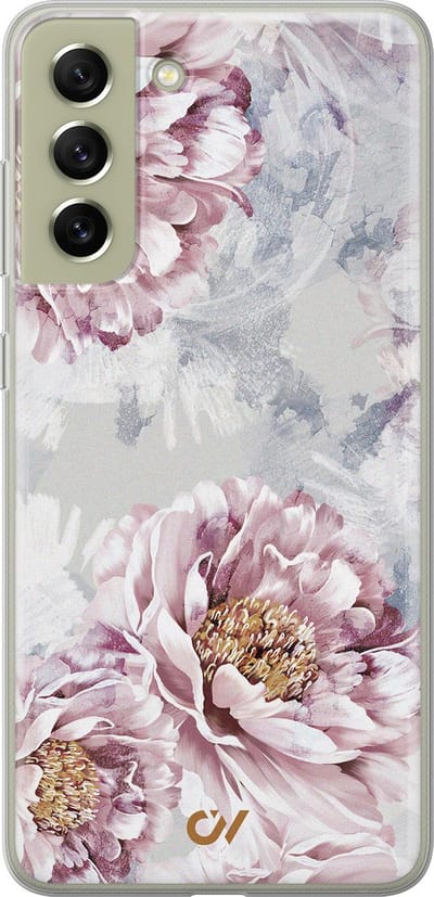Hoesje geschikt voor Samsung Galaxy S21 FE hoesje - Floral Print - - Beige - - Casevibes