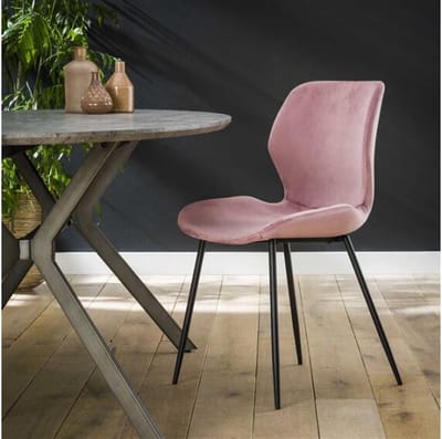 Eetkamerstoel Justin Velvet - Roze | Meubelplaats - eetkamerstoelen set van 4