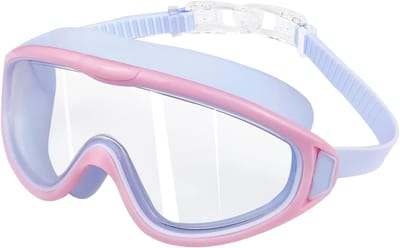 SnelShoppen - SWAUSWAUK Zwembril voor kinderen - waterdichte kind duikbril voor meisjes en jongens 4-12 jaar met grotere lens, anti-condens, roze en l