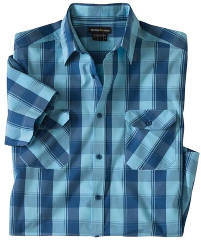 ATLAS FOR MEN - Geruit overhemd met stretch Summer - Heren - Verkrijgbaar in grote maten - M