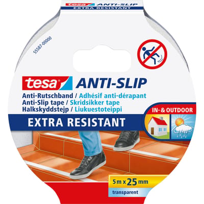 tesa antisliptape plakband trappen ladders vloeren binnen buiten zelfklevend – transparant 5m x 25mm