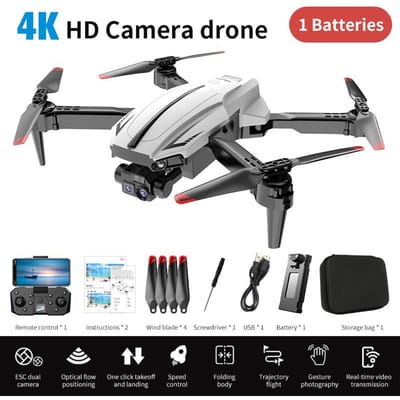 2025 Nieuwe CS-1 Afstandsbediening Drone 6K HD Enkele/Dubbele Camera Optische Flow Positionering WiFi FPV Helikopter RC Quadcopter Selfie RC Drone single camera 1 battery wit