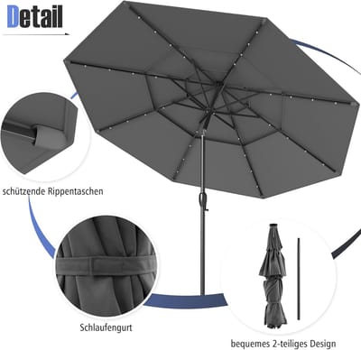 Tuinparasol Bellavero 1,4 x 2,1 m – Rechthoekige Outdoor Parasol met 30° Kantelmechanisme, UV-Bescherming, Ventilatie, 180g/m² Polyester, Robuust IJzeren Frame – Ideaal voor Terras, Tuin, Café, Str...