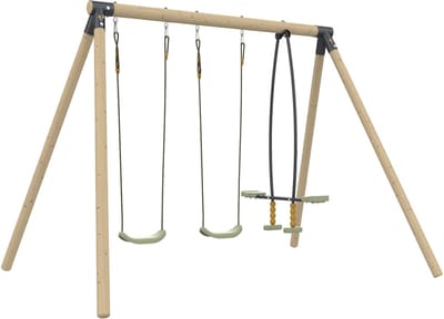 BARBICHE schommelset 2 schommels - tegenovergesteld - verankeringsset - FSC® hout h224 cm