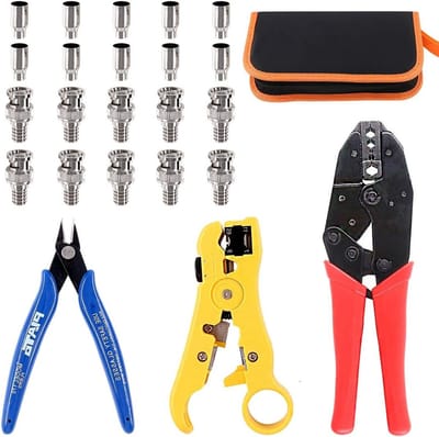 Professionele Coaxiale BNC Crimping Pliers met RG59 Coax Connector en UTP Cat5 Cat6 Draadstripper en Kabelsnijder voor Diverse Coaxkabels en Netwerkkabels