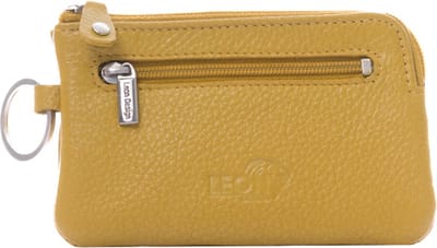 LeonDesign - Sleuteletui Mosterdgeel - Compact en stijlvol - Sleuteletui met rits - 100% leer - Ontworpen in Nederland