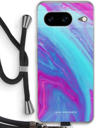 Case Company® - Hoesje met koord geschikt voor Google Pixel 8 hoesje met Koord - Zweverige regenboog - Telefoonhoesje met Zwart Koord - Bescherming aan alle Kanten en Over de Schermrand