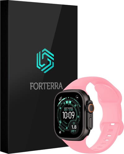 Smartwatchbandje Geschikt voor Apple Watch Ultra 1, 2, 3 (49 mm) - Verstelbaar Siliconen Bandje - Roze