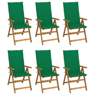 vidaXL - Inklapbare - stoelen - 6 - st - met - kussens - massief - acaciahout