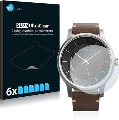 Savvies - Screenprotector voor Garmin vivomove - Folie Beschermfolie transparant 6 Stuks