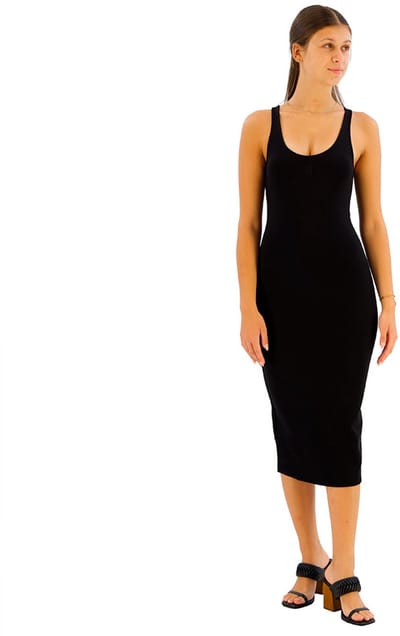 Armani Exchange Xw000820_af13729 Mouwloze Midi-jurk Zwart S Vrouw