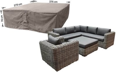 Raffles Covers loungesethoes - 275 x 275 H: 70 cm - RLS275275 - Waterdicht - Ademend - UV-bestendig - Elastisch rijgkoord - Beschermhoes tuinmeubelen