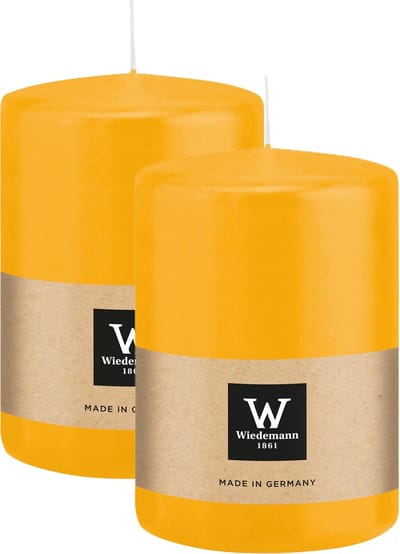 Wiedemann Cilinderkaars/stompkaars groot - 2x - geel - 15 x 10 cm - 113 branduren - zuilkaarsen