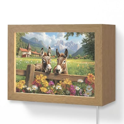 Wandlamp 20x15 cm - Oplaadbaar - Ezels - Bloemen - Zomers - Wandlampen binnen woonkamer - Slaapkamer lamp met kabel - Decoratieve nachtlamp - Vloerlamp snoer