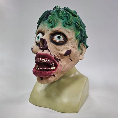 Groenharige zombie latex masker One size fits all adults groen
