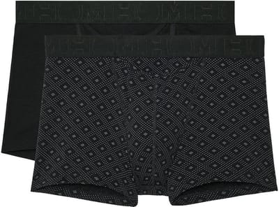 HOM - Neels Boxer briefs H01 2pack - Black/black print - mannen - S