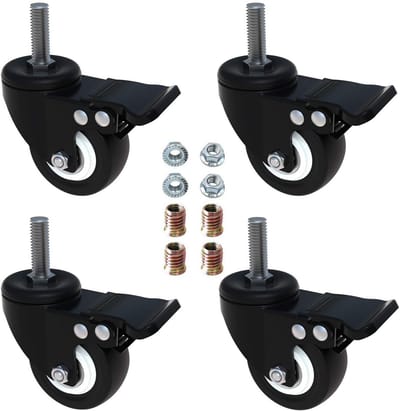 Heavy Duty 2 Inch Zwenkwielen met Remslot - 4 Stuks, Geschroefde Bout voor Trolley en Meubels