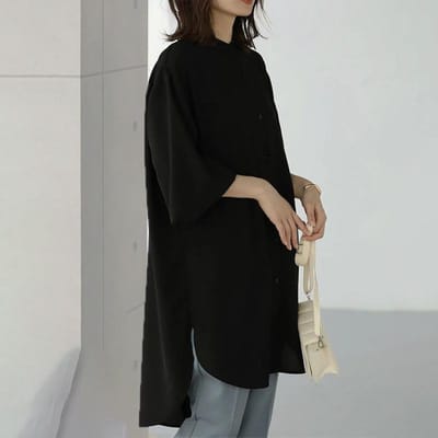 Dames Longsleeve Dames Losse Midi Shirtjurk L gray