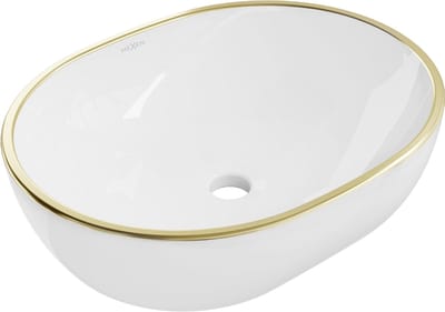Mexen Viki opzetwastafel 48 x 35 cm, wit/gouden rand - 21054805